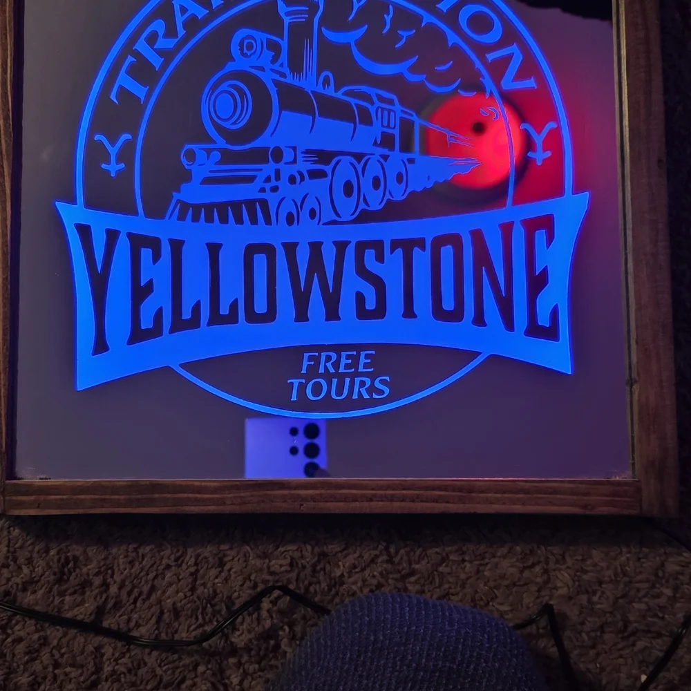 Train Station Illuminated Wall Sign - Blue